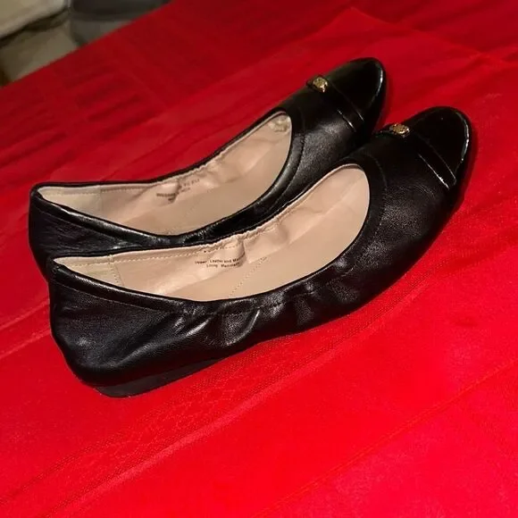 Cole Haan Black Ballet Flats w/ Gold Hardware Size 7 1/2 - Picture 4 of 10